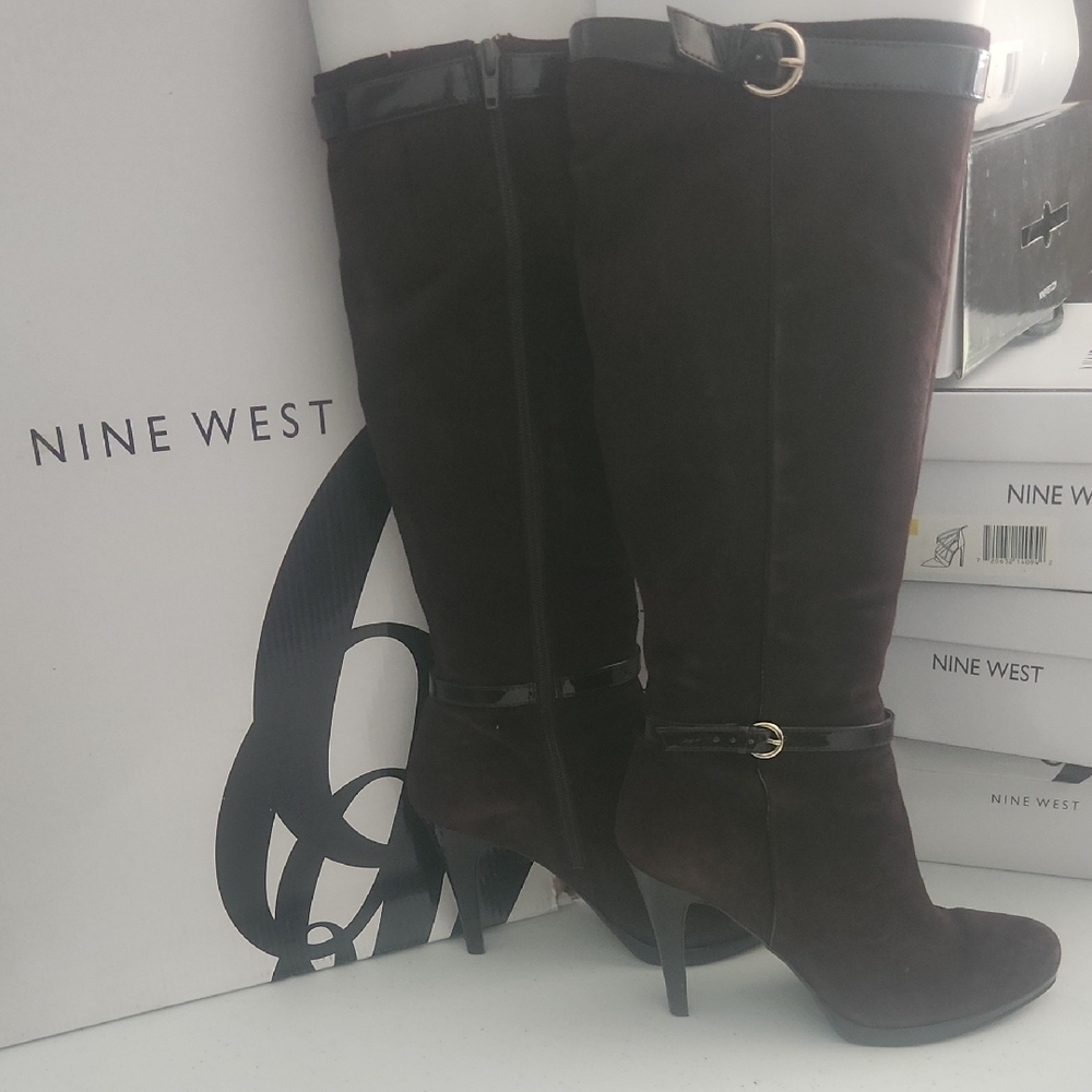 Nine West Women's Dark Brown Heeled Boots
